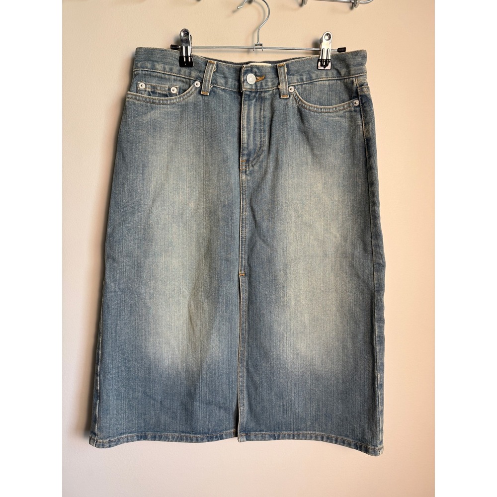 Gap Slit Denim Skirt Womens 4 Blue Vintage 90s Casual Rodeo Western Cowgirl